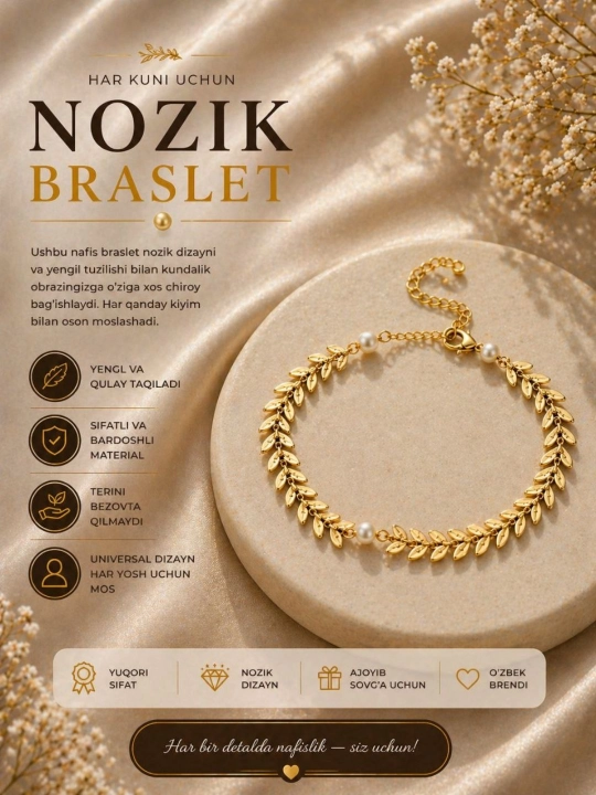 Ayollar bijuteriya taqinchoqlar to‘plami sirg‘a, uzuk, braslet, zanjir