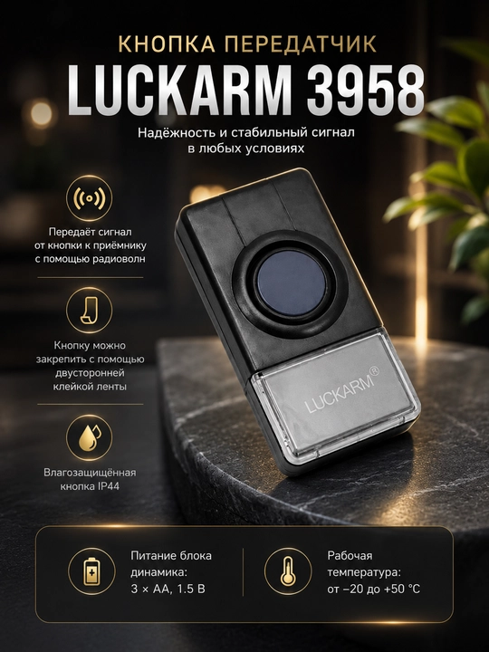 Simsiz eshik qo‘ng‘irog‘i Luckarm 3958, kuchli signal, oson o‘rnatish