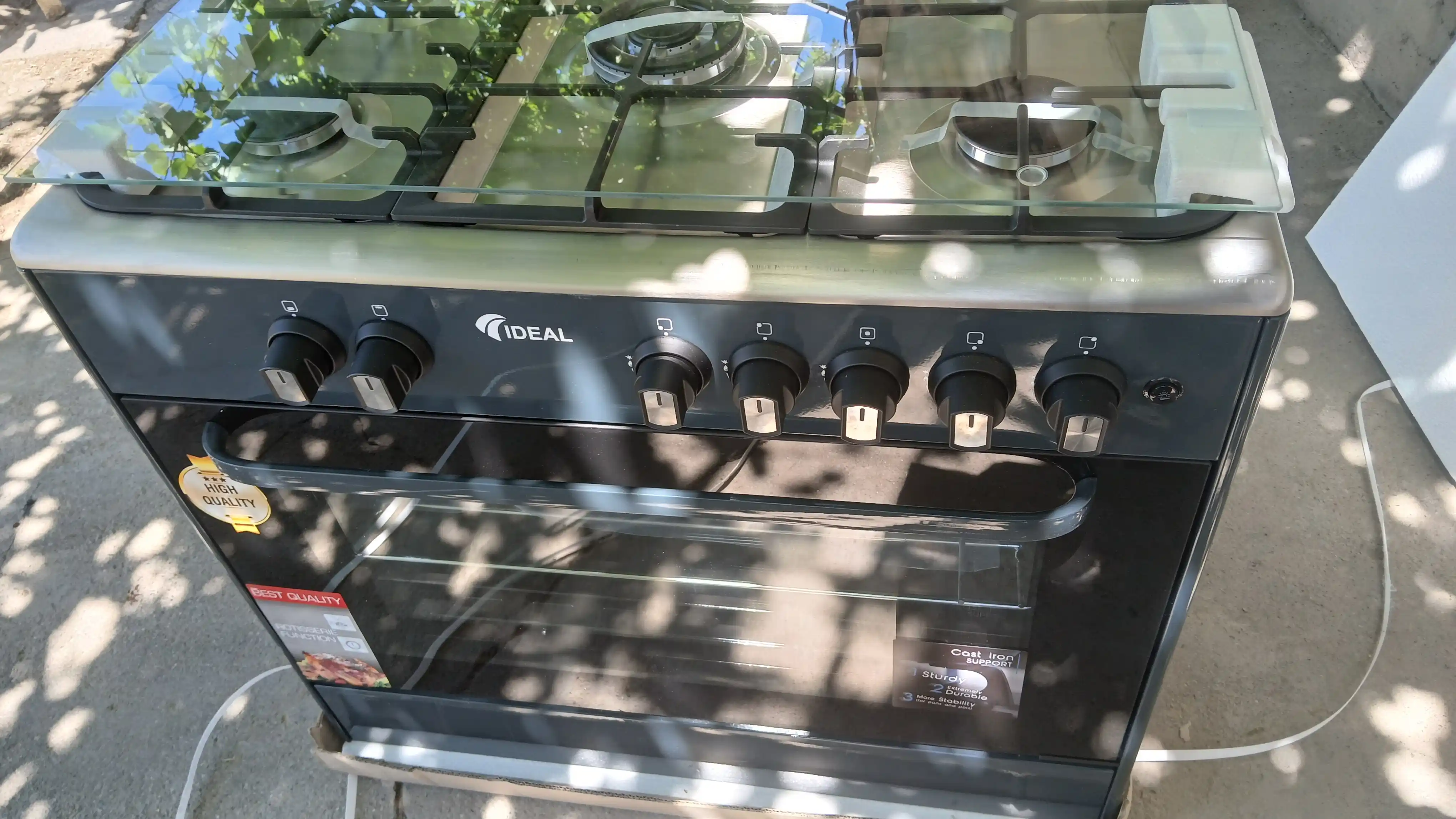 Gaz plita Ideal IEL9002 Inox, 5 konforkali, pech hajmi 105 litr, 90 * 60