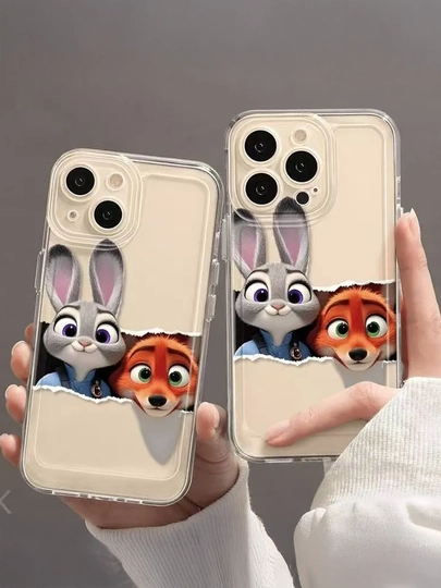 Чехол для iPhone прозрачный с принтом Judy & Nick, ударопрочный силиконовый кейс