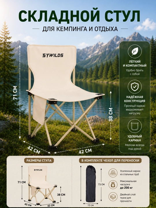 Buklanadigan stul, kemping stuli, sayohat stuli, ovlash stuli, piknik stuli, portativ stul