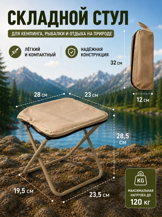 Buklanadigan stul, kemping stuli, sayohat stuli, ovlash stuli, piknik stuli, portativ stul - 