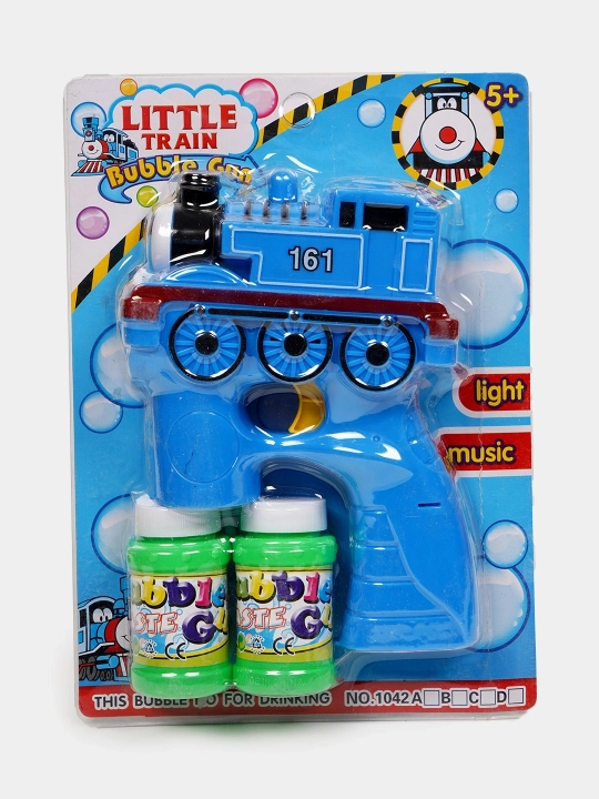 "LITTLE TRAIN" sovun pufakchalari uchun to'pponcha (Ko'k parovoz) chiroq va musiqa bilan