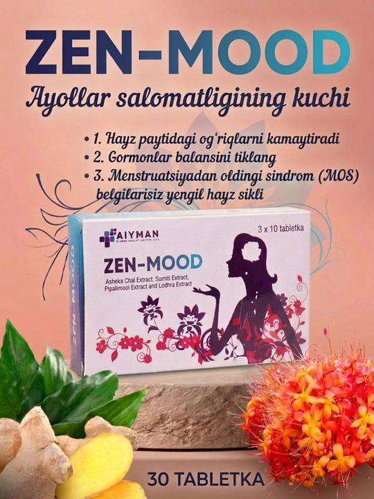Zen mood аyollar salomatligi, hayz davri va og‘riqlarni yengillashtirish uchun qo‘shimcha