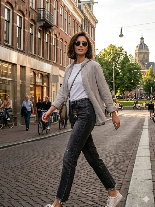 Ayollar jinsi shimi MODA, yuqori belli (high-rise), kalta (cropped), yuvilgan qora - 