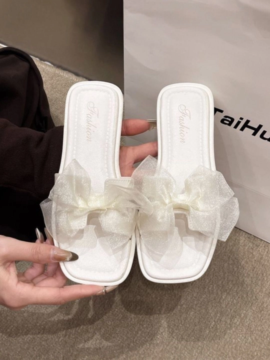 Тапочки женские, шлепанцы летные Элегантные тапочки Hermes с лентами для женщин и девочек
