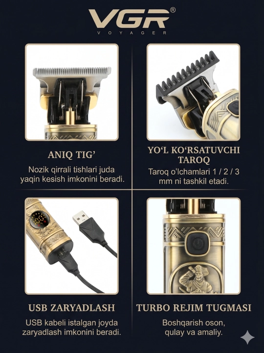 Машинки для стрижки волос VGR V-097, vgr триммер для бороды