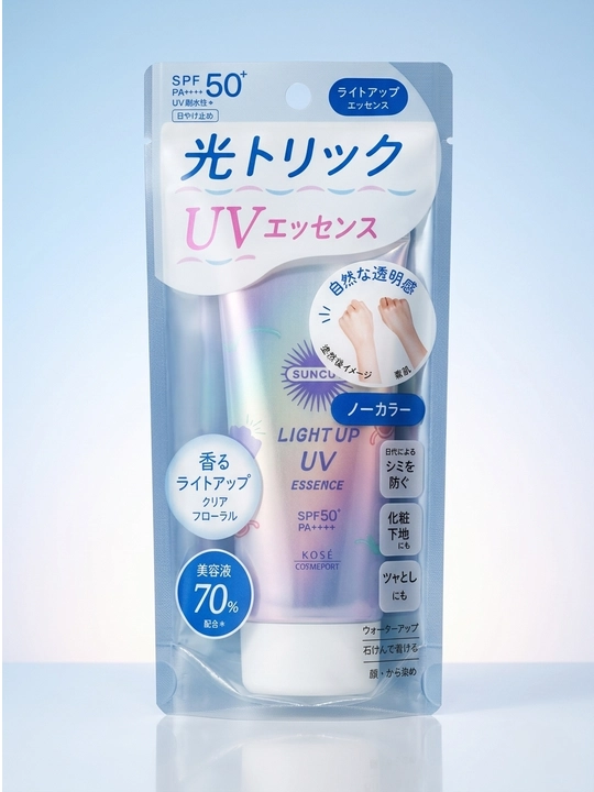 Солнцезащитный крем для лица, Kose Suncut Light Up UV Essence SPF 50+ PA++++, 80 г