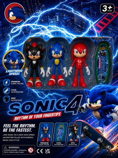 Соник фигурки 1шт и 3шт в коробке 12см — AII-SONIC12SM-ЧЕРНСТЕ