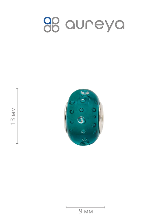 Шарм из серебра 925 пробы с родием, вставки: Стекло ювелирное Мурано (PB8765)