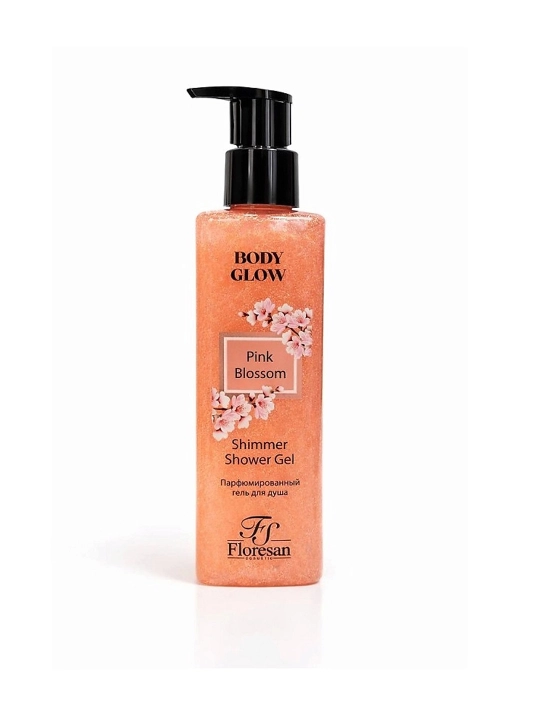 FLORESAN "PINK BLOSSOM" BODY GLOW shimerli dush uchun xushbo‘y gel, 250 ml - 