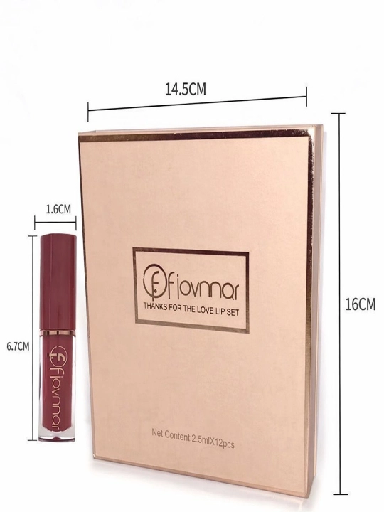 Matte liquid lipstick set 12 xil rangli, uzoq saqlanuvchi mat pomada to‘plami
