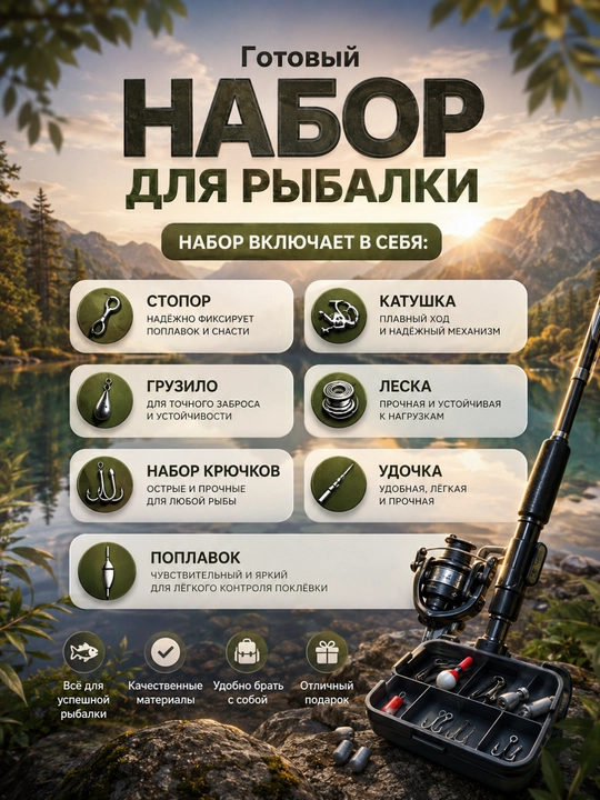 Cпиннинг для рыбалки, телескопическое, компактное удилище в сборе