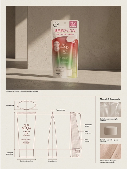 Солнцезащитный крем для лица Rohto Skin Aqua Tone Up UV Essence SPF 50+ PA++++, 80 г