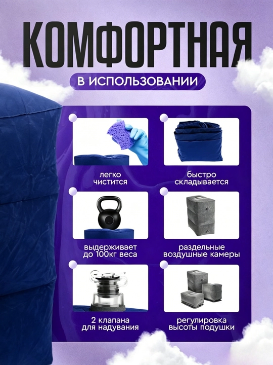 Надувная подушка для путешествий, подушка для ног в самолете и машине