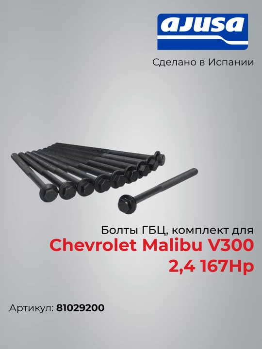 Malibu V300 2.4 (167 HP) silindrlar boshi (GBTS) boltlari to‘plami, 81029200, Ajusa - 