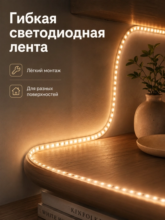 LED lenta 24V 5m SMD2835 120/240 LED 8mm 3 rang IP20/IP65 blokli yoki bloksiz
