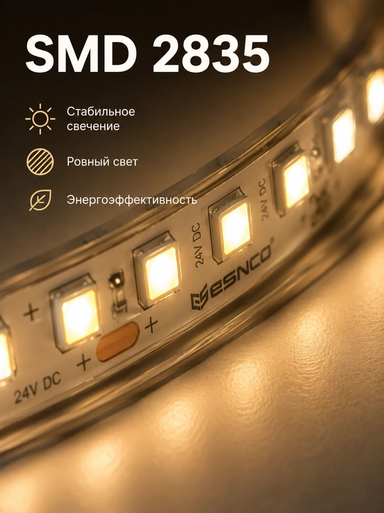 LED lenta 24V 5m SMD2835 120/240 LED 8mm 3 rang IP20/IP65 blokli yoki bloksiz