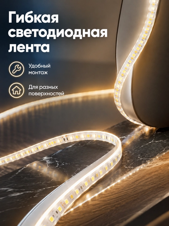 LED lenta 24V 5m SMD2835 120/240 LED 8mm 3 rang IP20/IP65 blokli yoki bloksiz