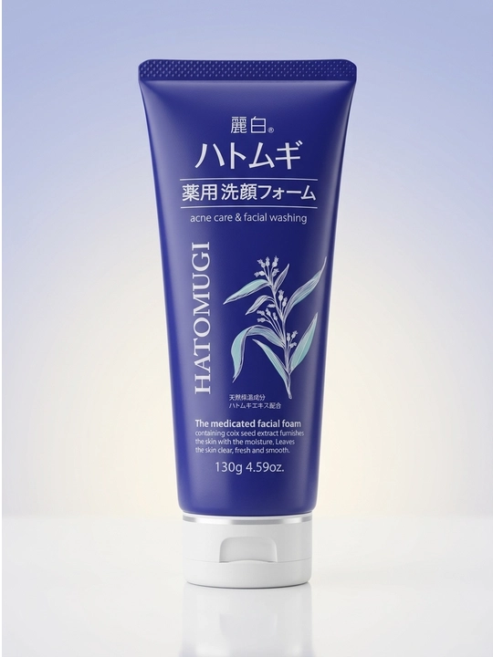 Yuz yuvish va akne davolash uchun ko'pik, Reihaku Hatomugi Medicated Facial Foam, 130 g