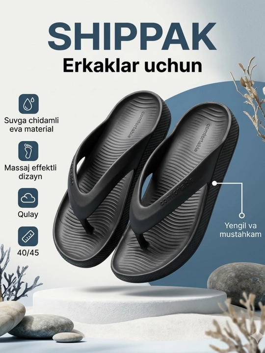 Erkaklar uchun yozgi slanes shippaklar, 40-45 o‘lcham, DOSSA - 