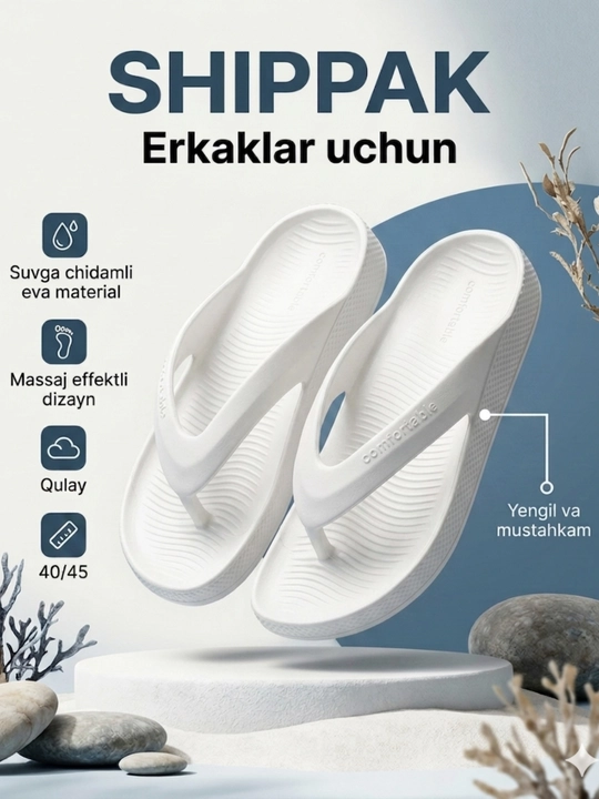 Erkaklar uchun yozgi slanes shippaklar, 40-45 o‘lcham, DOSSA - 