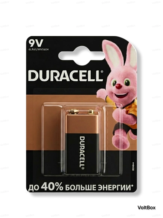 Duracell 9V 6LR61 MN1604 ishqorli (alkalin) batareyasi "Krona", 1 dona