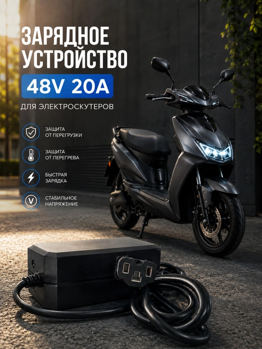48V 20A elektron displeyli elektroskuter zaryadlovchi qurilmasi