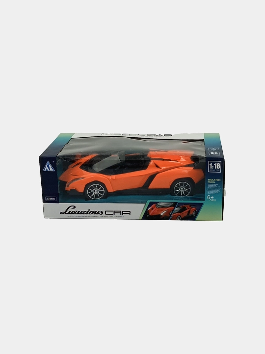 1:16 Masshtabli RC Luxurious Mashina - To'q sariq Supercar chiroq va dreyf bilan (27MHz)