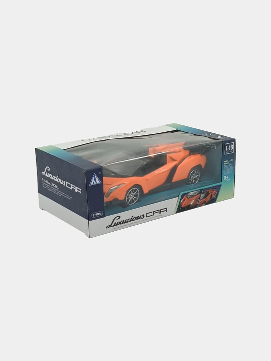 1:16 Masshtabli RC Luxurious Mashina - To'q sariq Supercar chiroq va dreyf bilan (27MHz)