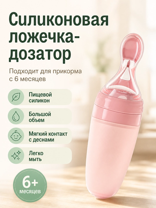 Силиконовая ложечка-контейнер для первого прикорма ALGO, бутылочка для пюре, 6+ месяцев - 