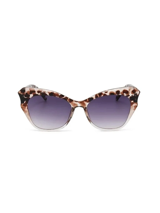 Mushuk ko'zi quyosh ko'zoynaklari, leopard printli va gradient linzali retro uslub