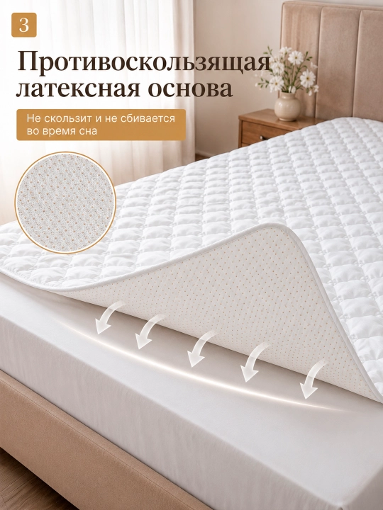 Стеганый наматрасник из микрофибры и сатина, защитный чехол на матрас с резинками