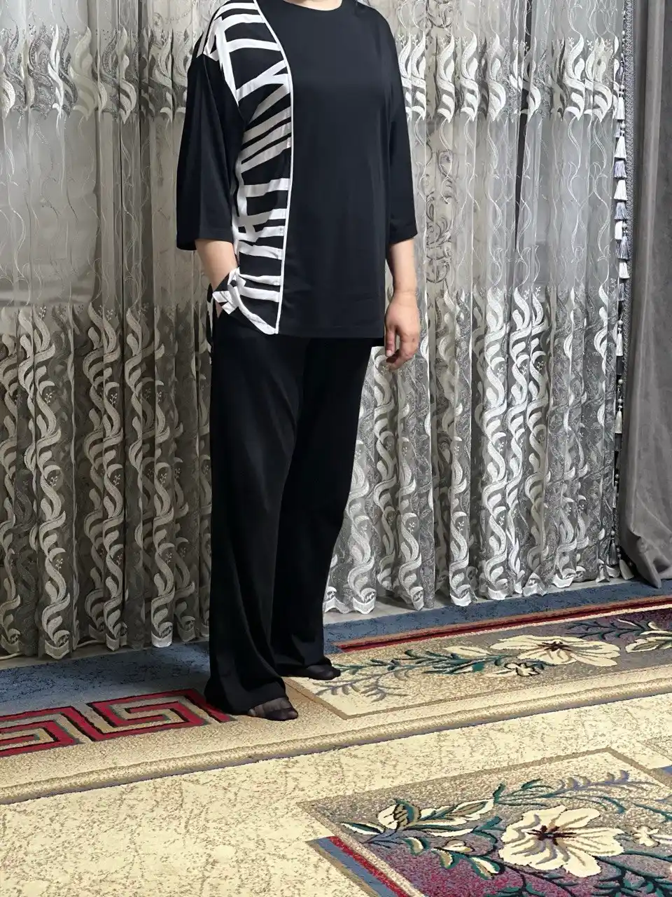 VIOLA, ayollar uchun shimli kostyum-dvoyka, erkin tunika va keng shim