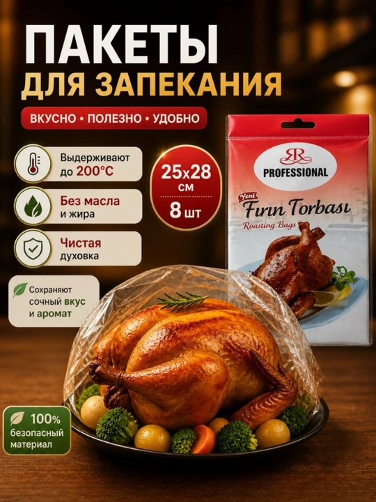 Пакеты для запекания 25x28 см, 8 шт — приготовление без масла и жира - 