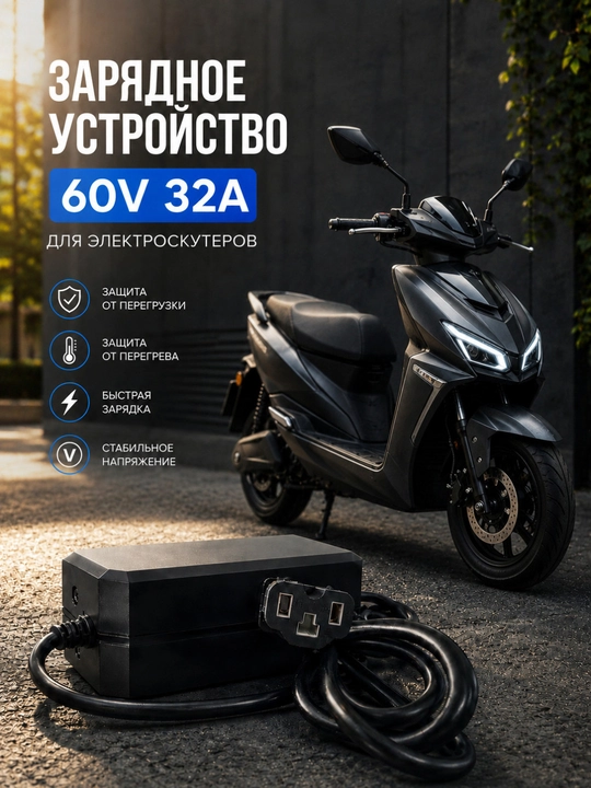 60V 32A elektron displeyli elektroskuter zaryadlovchi qurilmasi