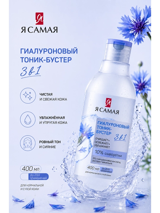 Тоник-бустер для лица Я самая, гиалуроновый, 400 мл