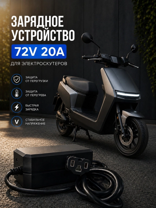 Зарядное устройство для электроскутеров 72V , 20A , с электронным дисплеем