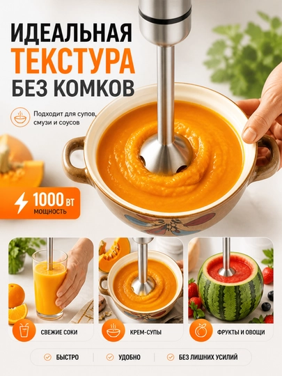 Sonifer qo‘l blenderi, suvga botadigan, ixcham va kuchli