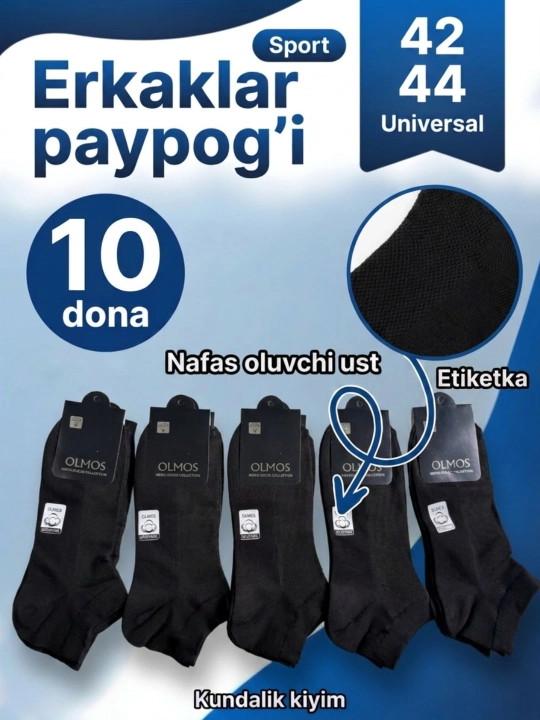 Erkaklar uchun kalta xb baxor va yozgi 5-10 to'plamli paypoqlar