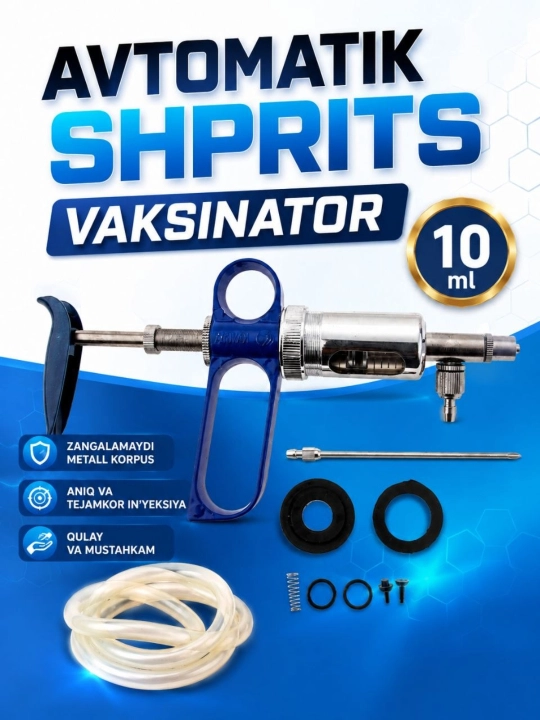 Shpris-inyektor vaksinator, vaksinatsiya uchun 1-10 ml - 