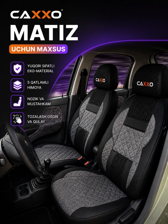 Авточехлы CAXXO для Daewoo Matiz, комплект чехлов на сиденья, экокожа - 