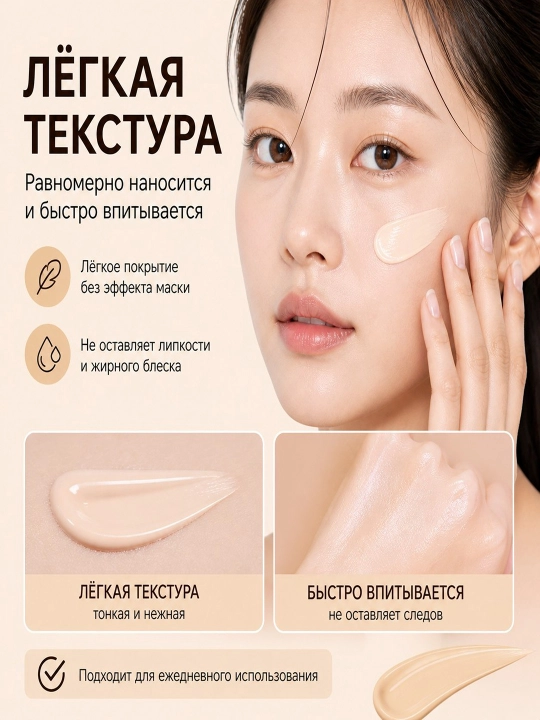 TRHEEE BB krem tonal namlovchi yuz kremi 50 ml + makiyaj gubkalari