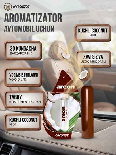 Areon ароматизатор для автомобиля — 30 дней стойкого аромата, натуральные масла — AVTO670-ARIONKAPS-ОЛИВК