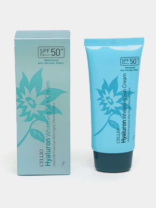 Солнцезащитный крем увлажняющий с коллагеном для тела и лица SPF 50+, крем от загара, 70 мл - 