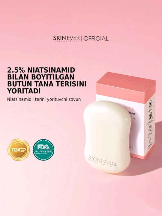 Yuz va tana uchun sovun SKINEVER Niacinamide, yorqinlashtiruvchi, 80 g - 
