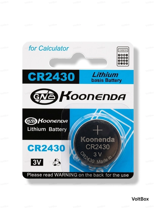 Koonenda CR2430 litiumli batareyka, 3V, texinkalar uchun tugmacha batareya, 1 dona