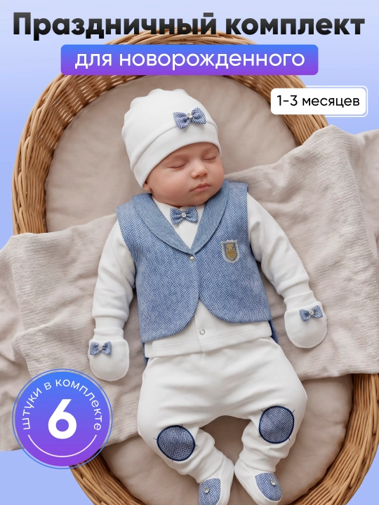 Праздничный костюм для малыша. Нательная детская одежда. 1-3 мес - 