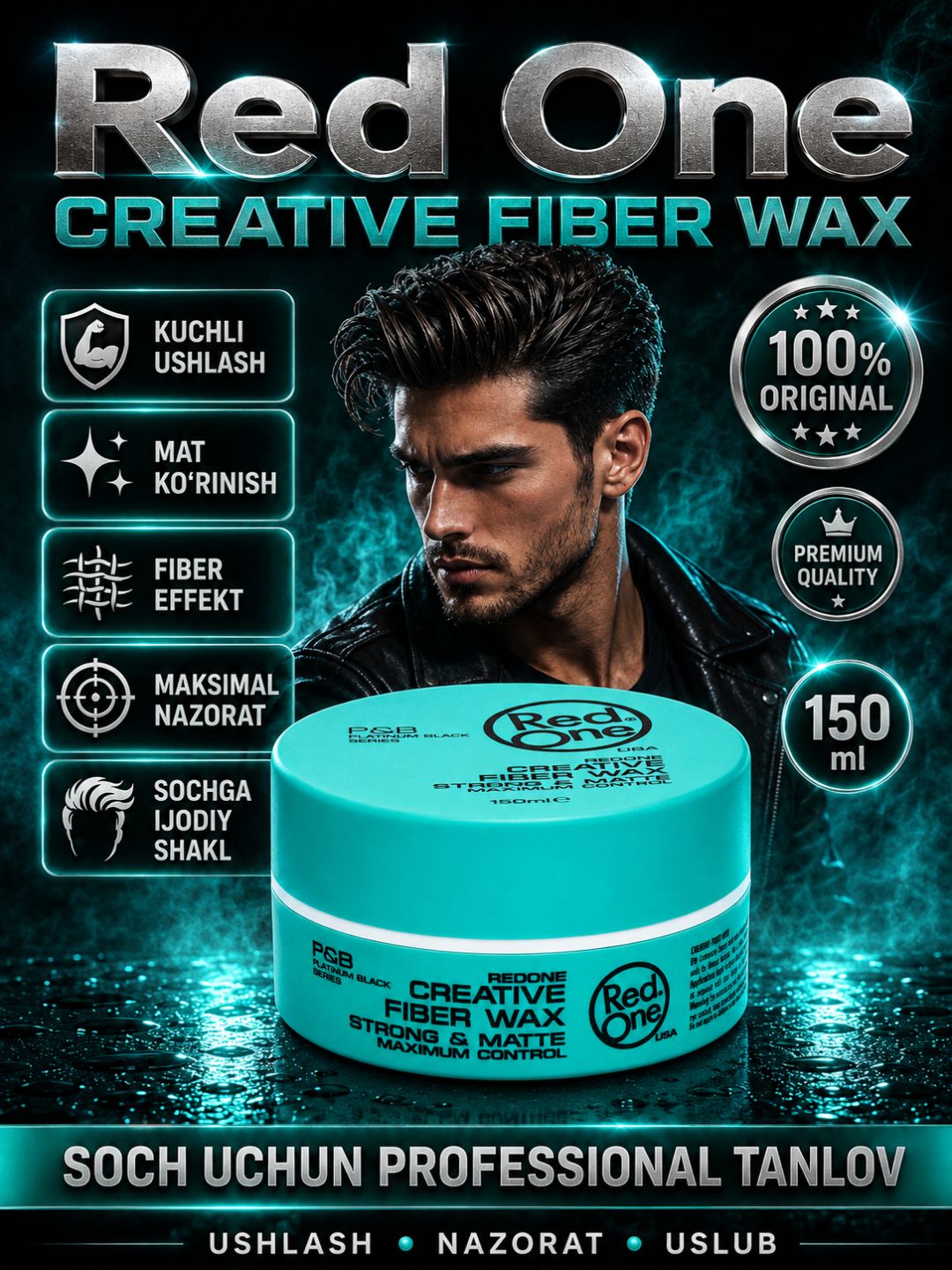 Barcha turdagi sochlar uchun RedOne Aqua gel-voski, mega fiksatsiya, 150 ml - 