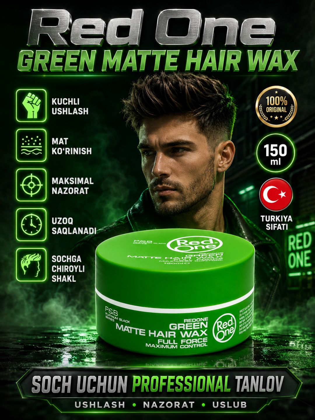 Barcha turdagi sochlar uchun RedOne Aqua gel-voski, mega fiksatsiya, 150 ml - 